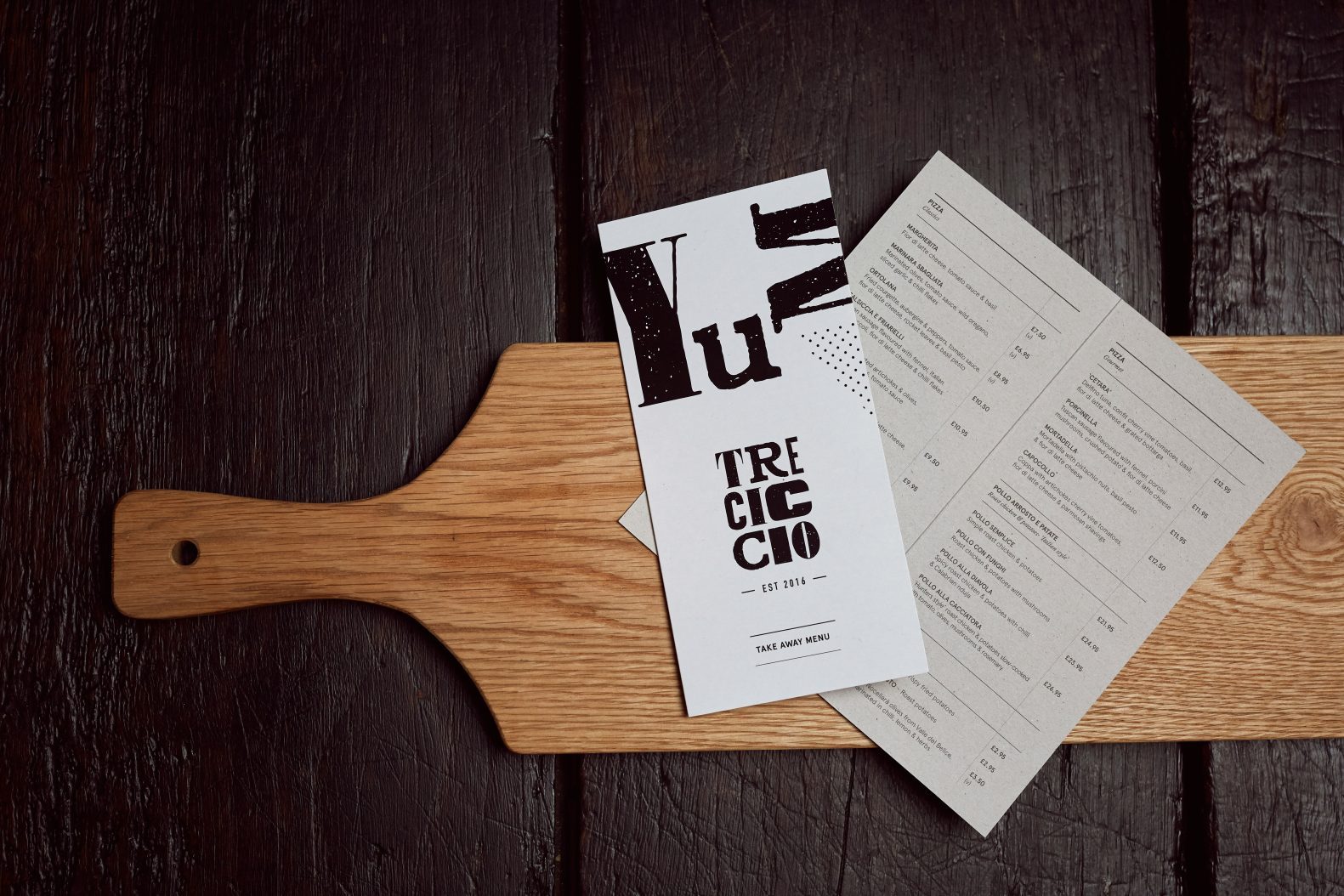 Tre Ciccio Menu Card Design by Phaus