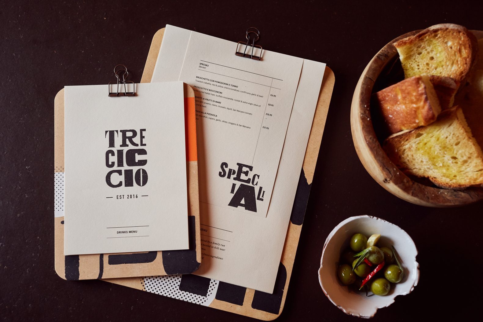 Tre Ciccio Menu Graphic Design by Phaus